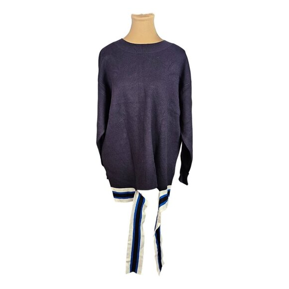 Sandro Paris Navy Blue Tie Front Sweater Sz 3 US L - Picture 2 of 10